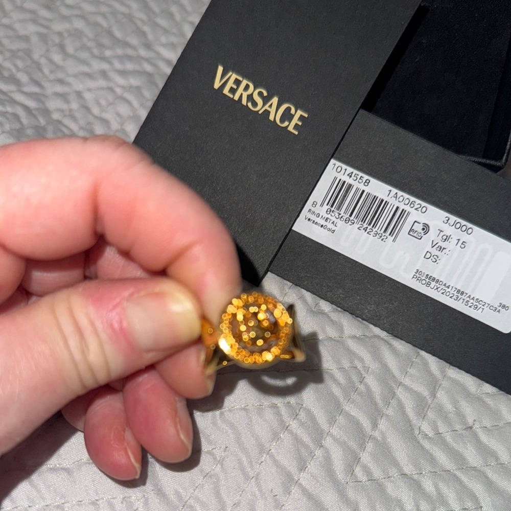 Versace Gold plated Ring with Bold Gemstone Design ( in stores 8M) NWT NIB - Picture 6 of 13